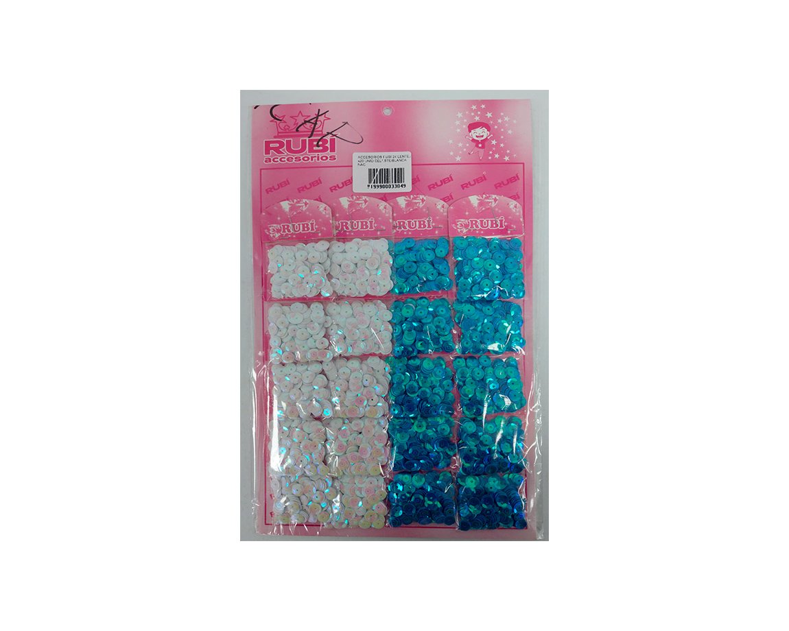 ACCESORIOS RUBI 24 LENTEJ. x20 UNID CELESTE/BLANCA NAC