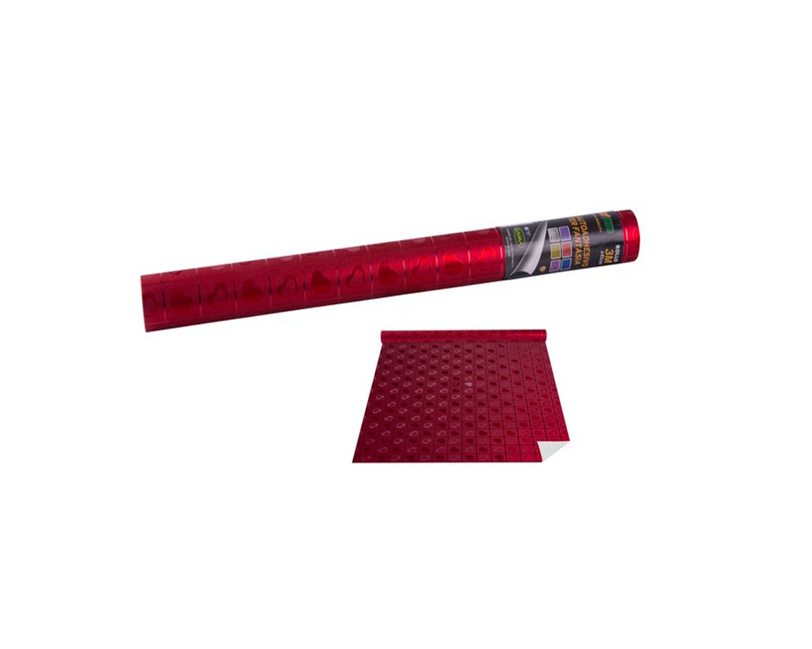 AUTOADHESIVO ROLLO LAMA 604 GLITTER x3M CORAZ. ROJO
