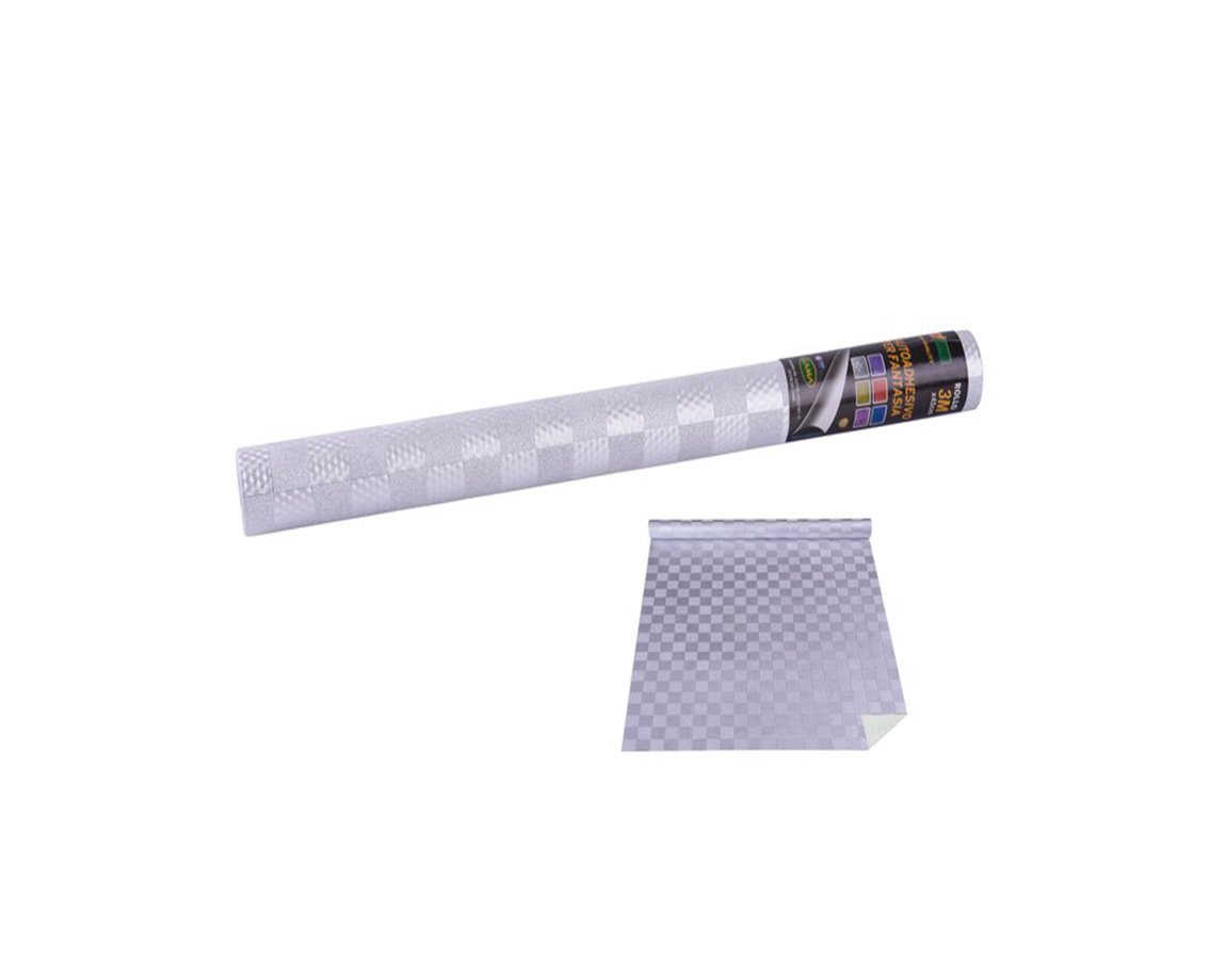 AUTOADHESIVO ROLLO LAMA 605 GLITTER x3M CUADROS PLATA