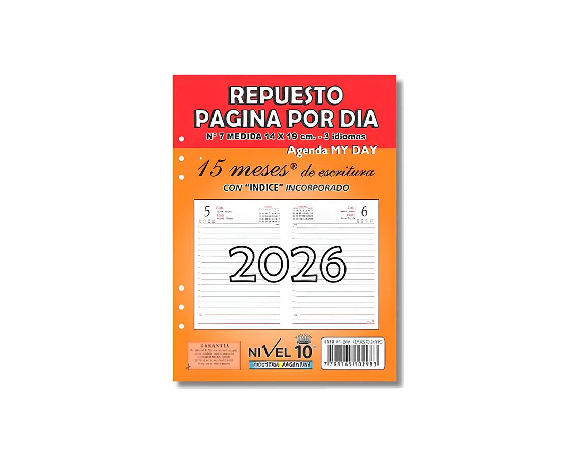 REPUESTO AGENDA NIVEL 10 6598 MY DAY N°7 DIARIO 2026