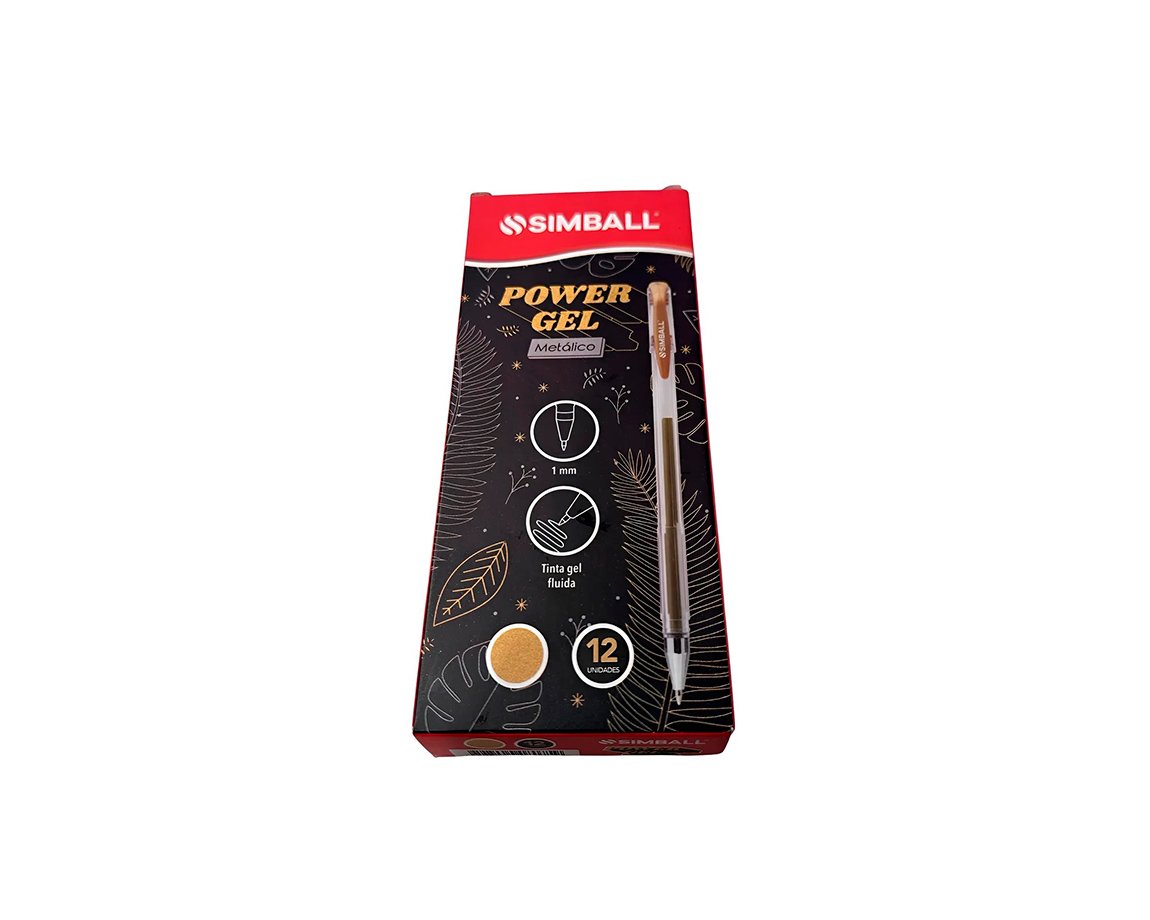 BOLIGRAFO SIMBALL POWER GEL METALLIC x 12 U ORO