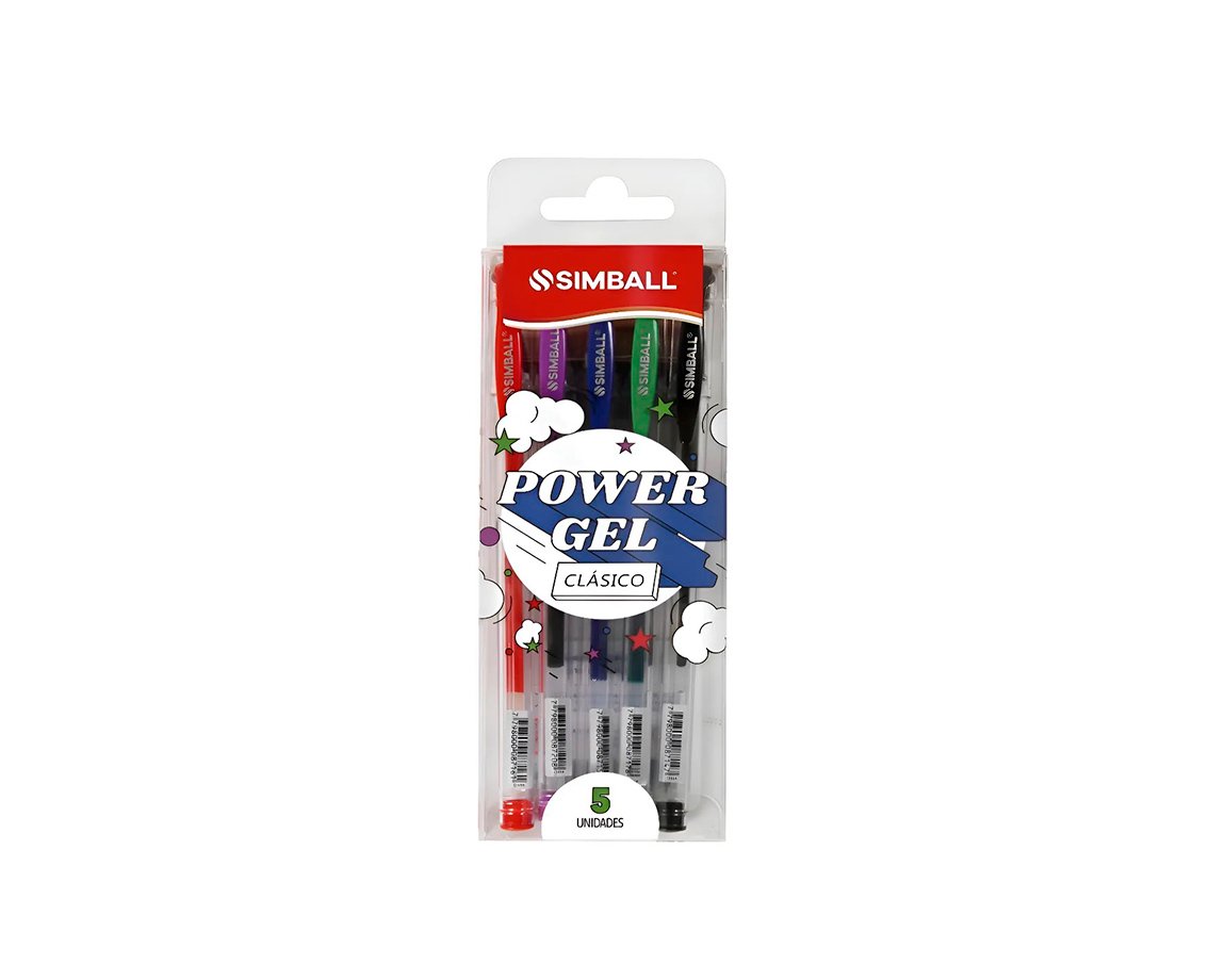 BOLIGRAFO SIMBALL POWER GEL x 5 UNID SURT