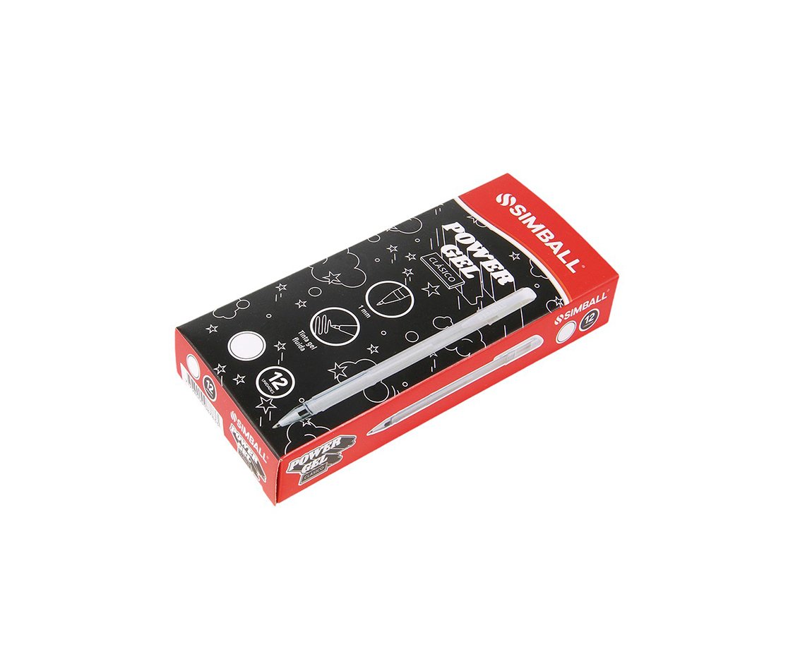 BOLIGRAFO SIMBALL POWER GEL x 12 U. BLANCO