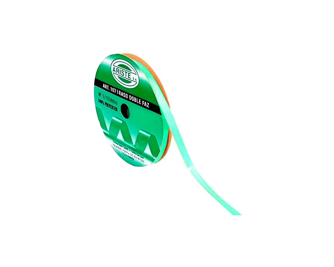 CINTA RASO ARISTE Nro 1  7mm x10 MTS VERDE NILO DOBLE FAZ