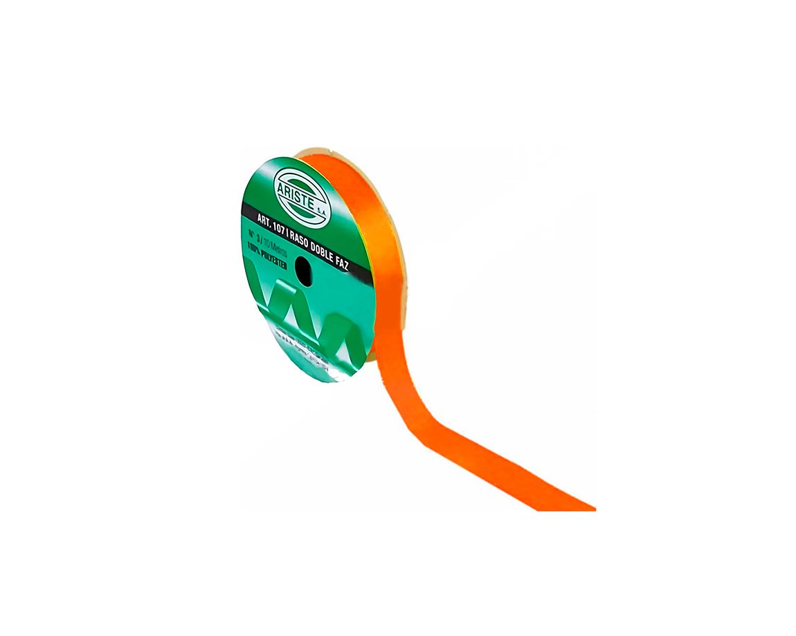 CINTA RASO ARISTE Nro 2  12mm x10 MTS NARANJA DOBLE FAZ