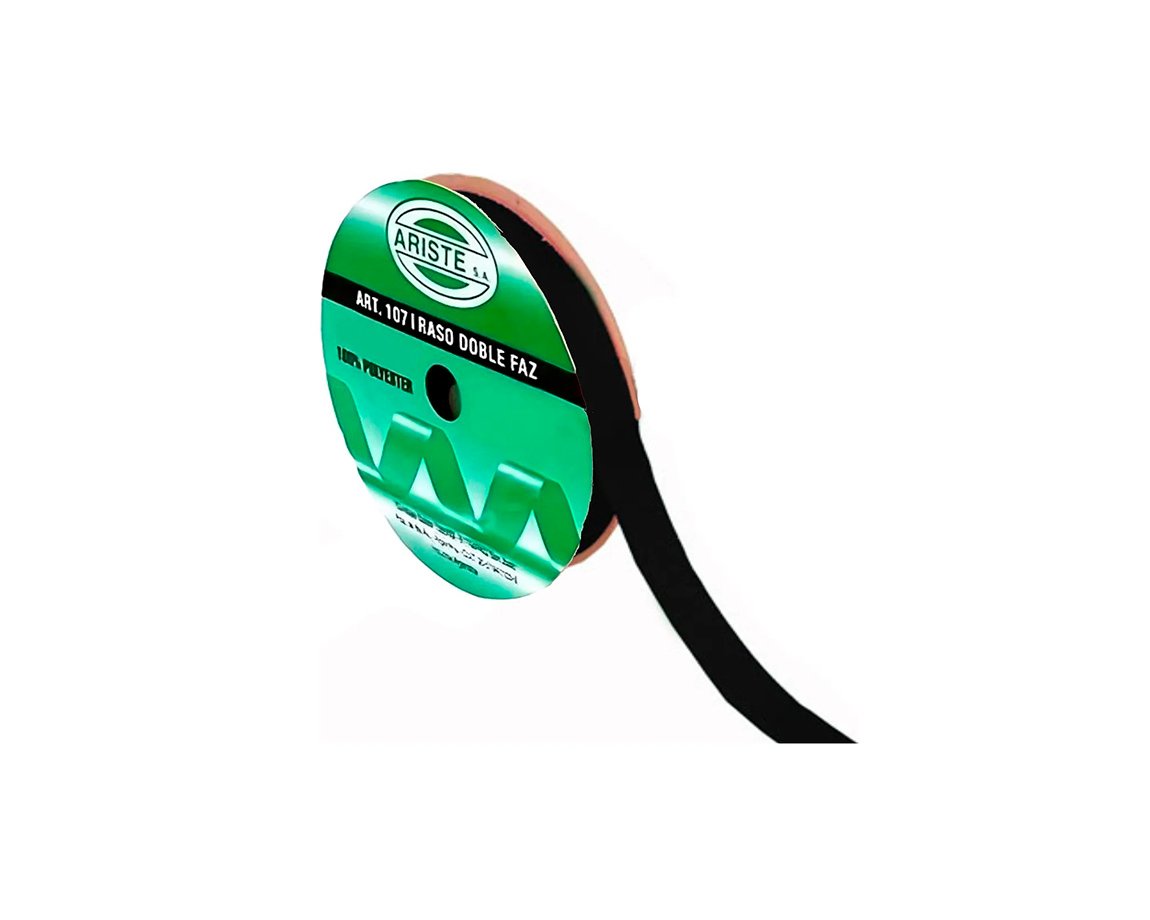 CINTA RASO ARISTE Nro 2  12mm x10 MTS NEGRO DOBLE FAZ