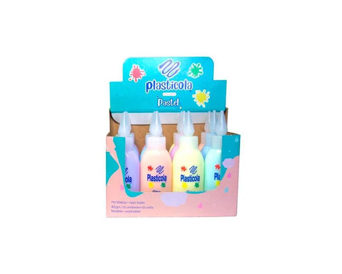 COLAS VINILICAS PLASTICOLA x40 G.PASTEL x12 U SURTIDOS