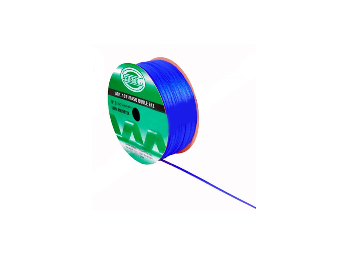 CINTA RASO ARISTE Nro 0  3mm x50 MTS AZUL MARINO DOBLE FAZ