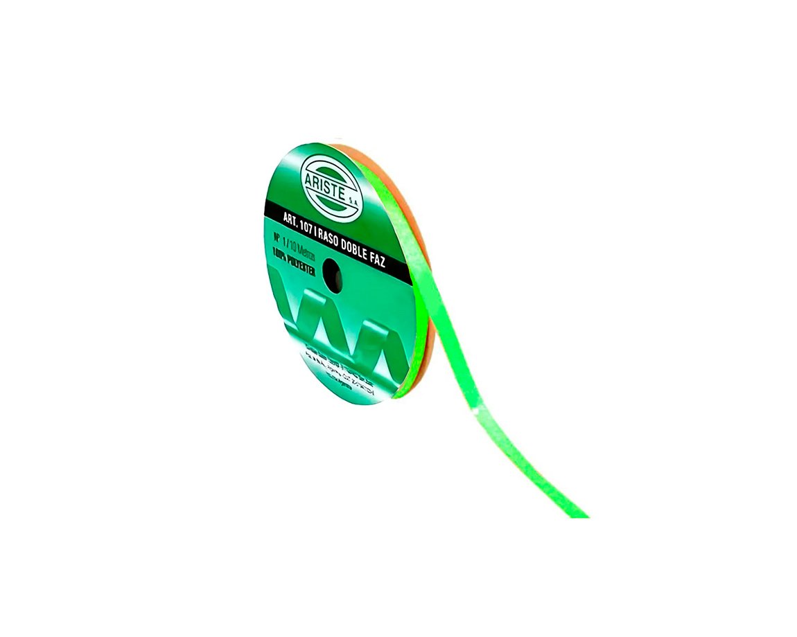 CINTA RASO ARISTE Nro 1  7mm x10 MTS VERDE ITAL. DOBLE FAZ