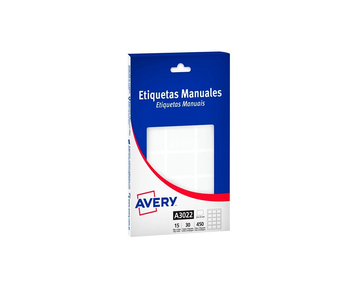 ETIQUETAS AVERY COMERCIAL A3022 23x33 MM