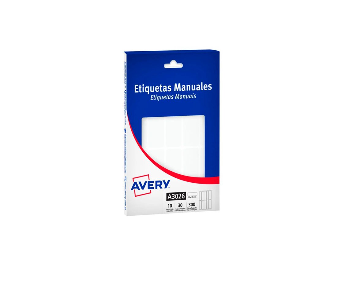 ETIQUETAS AVERY COMERCIAL A3026 20x70 MM