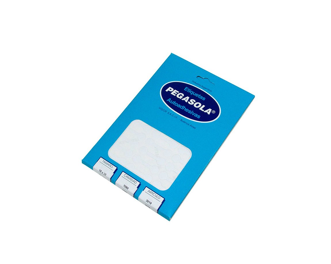 ETIQUETAS PEGASOLA COMERCIAL 3019 10 X 35MM
