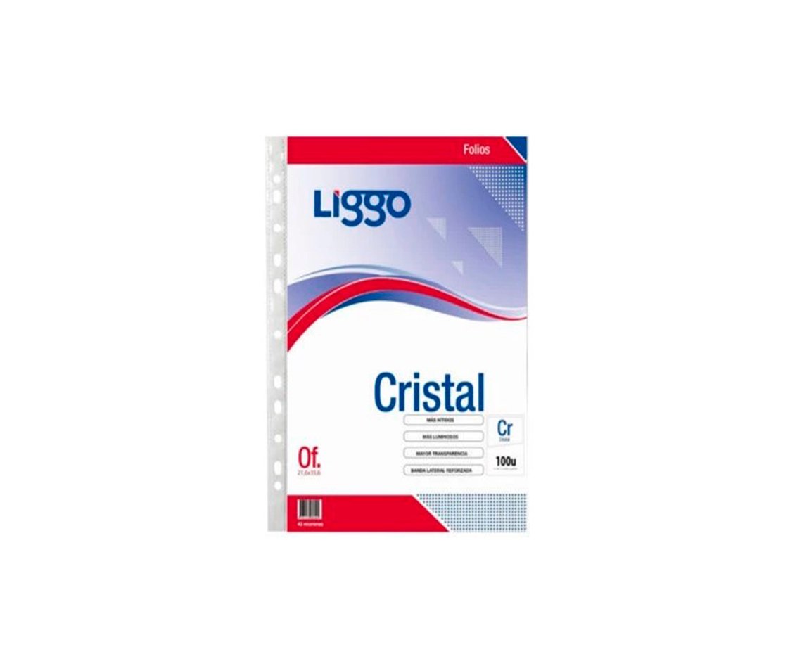 FOLIOS LIGGO CRISTAL 40 MIC OFICIO x100 U.