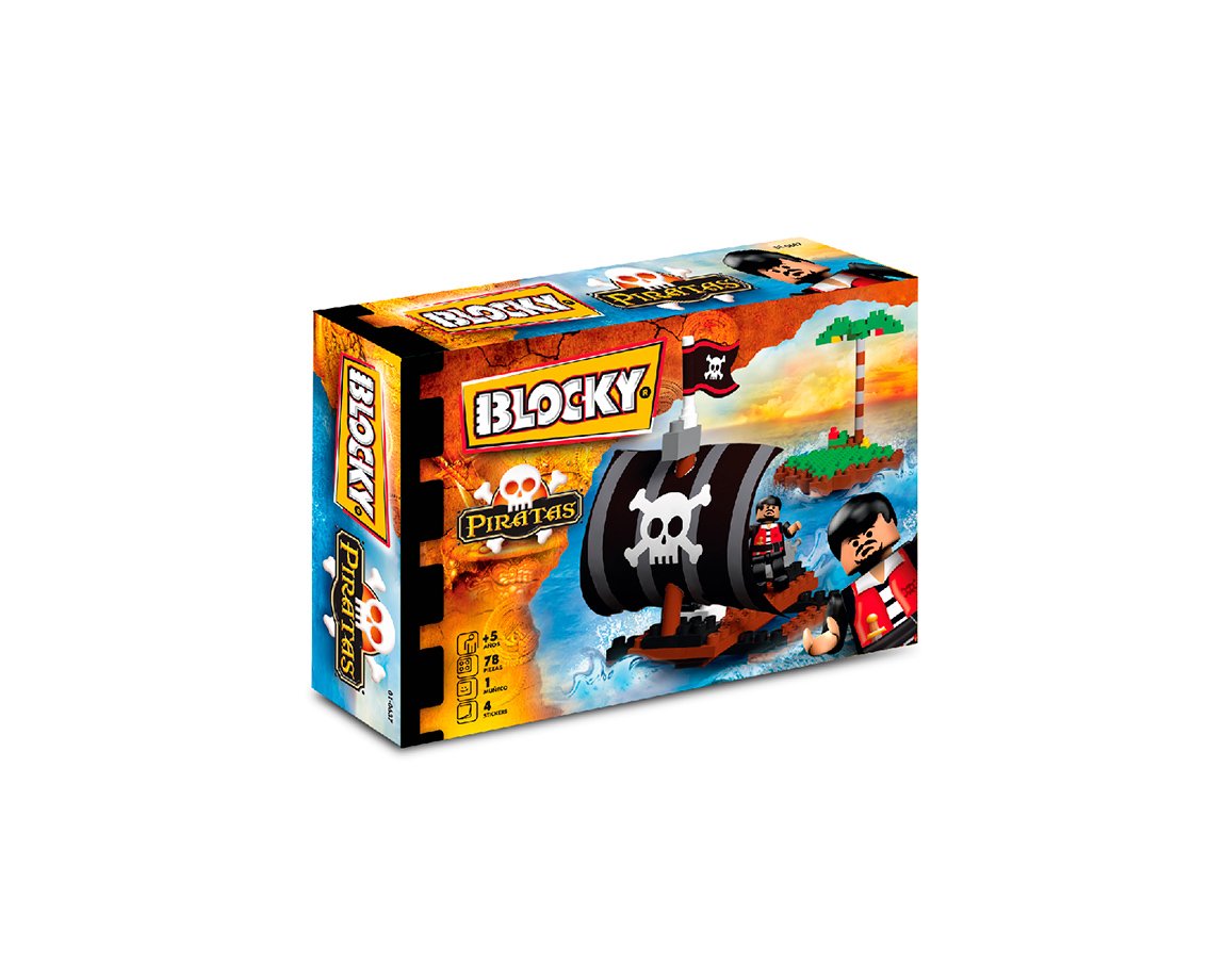 JUGUETE RASTI 01-0637 BLOCKY BARCO PIRATA 78 PIEZAS
