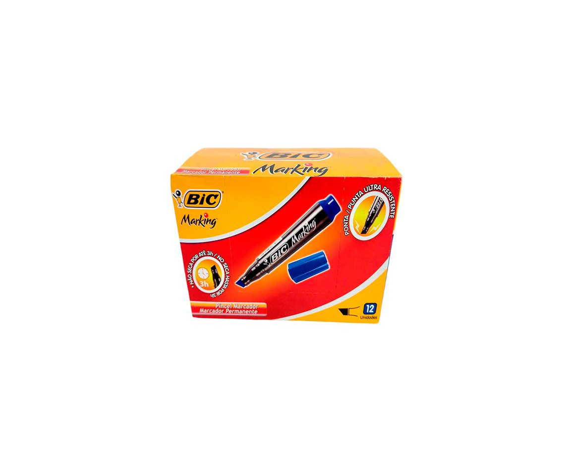 MARCADOR BIC MARKING 0.8MM AZUL P/CHATA REC x 12  u.