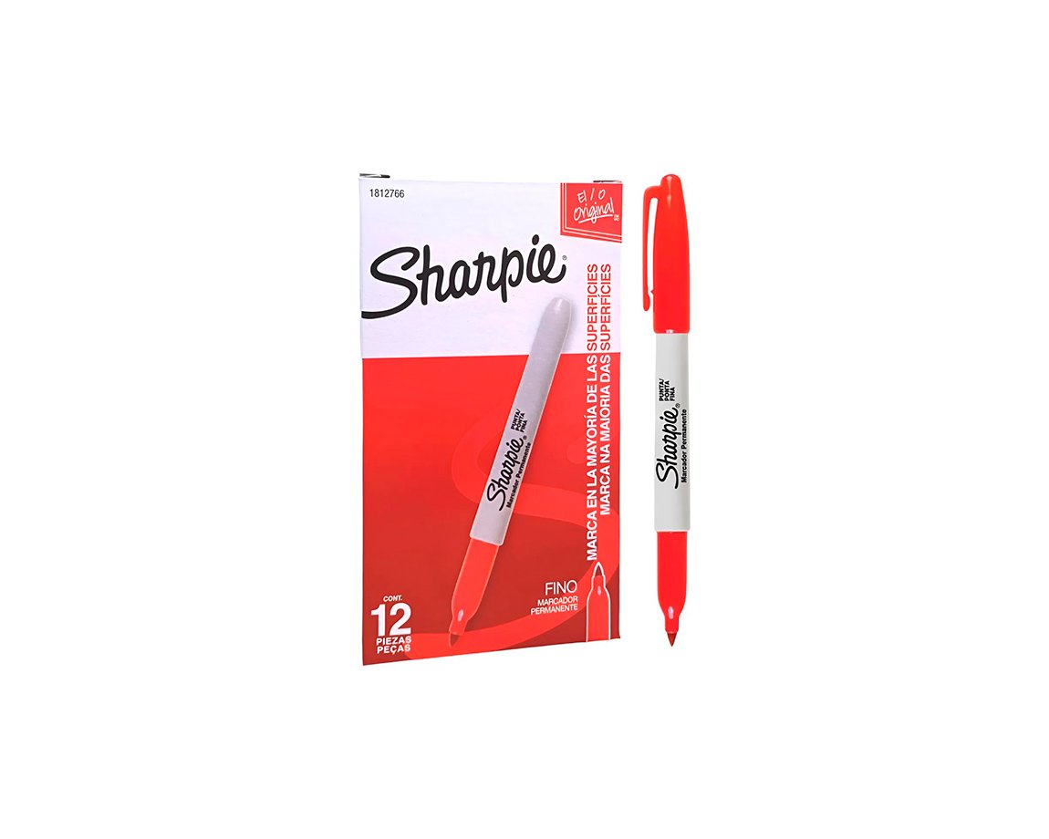 MARCADOR SHARPIE FINO x 12 U. ROJO PUNTA FINA