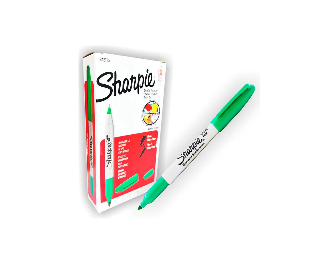 MARCADOR SHARPIE TWIN TIP x 12 UNID. VERDE
