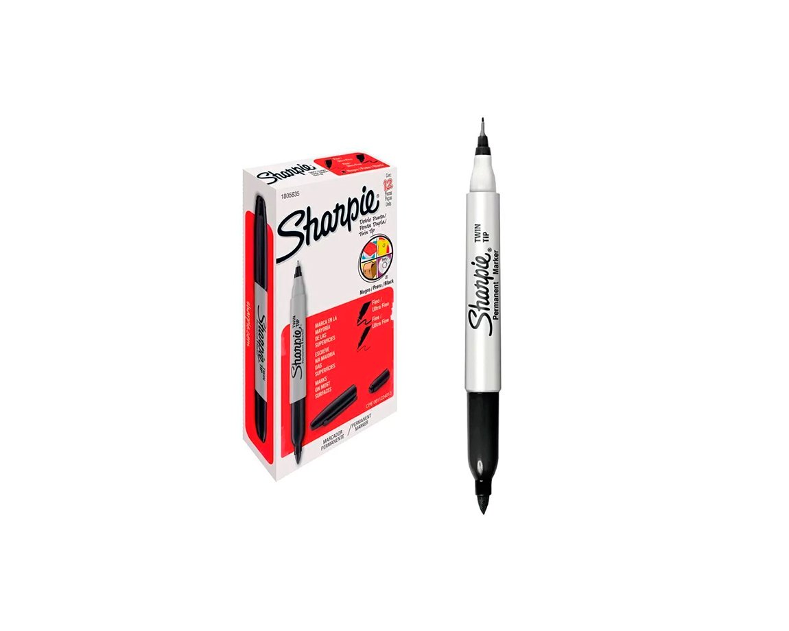 MARCADOR SHARPIE TWIN TIP x 12 UNID. NEGRO