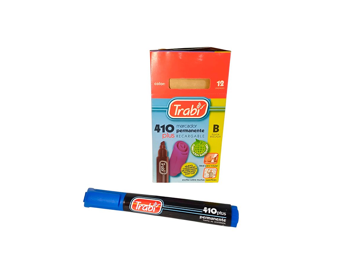 MARCADOR TRABI 410 AZUL PERMA P/BISE