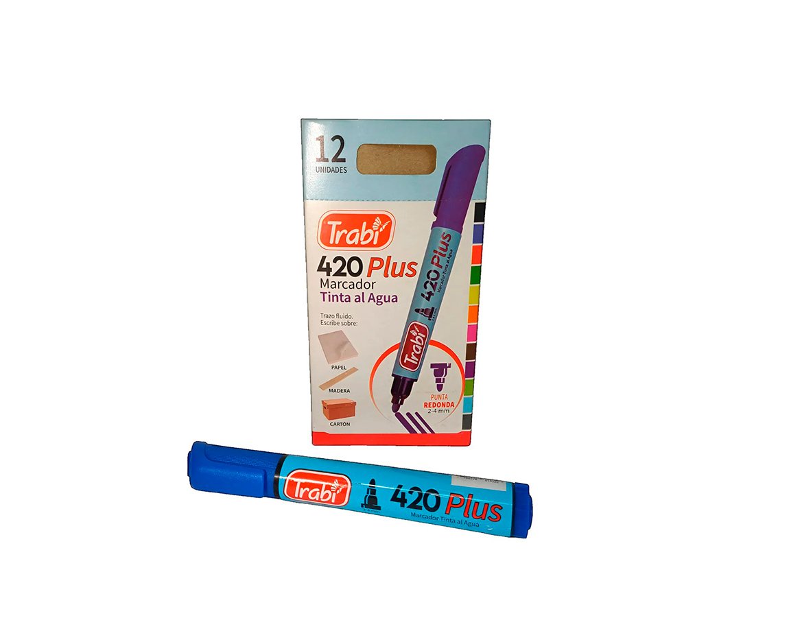 MARCADOR TRABI 420 AZUL AL AGUA P/RED