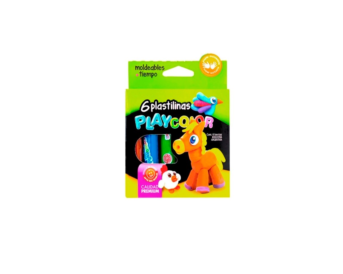 PLASTILINA PLAYCOLOR CAJA x6 BARRAS SURTIDAS