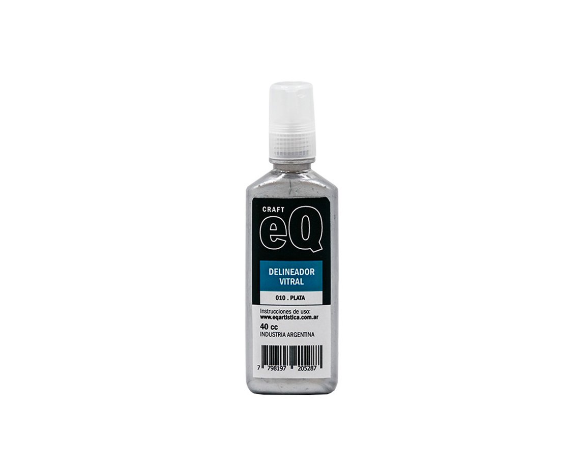 ACCESORIO EQARTE DELINEADOR VITRAL/AGUA 40 CC PLATA