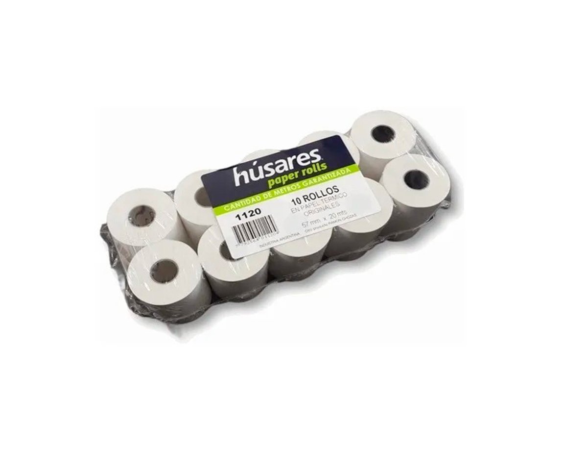 ROLLO HUSARES 1120 TERMICO 57 MM x20 MTS x 10 U.