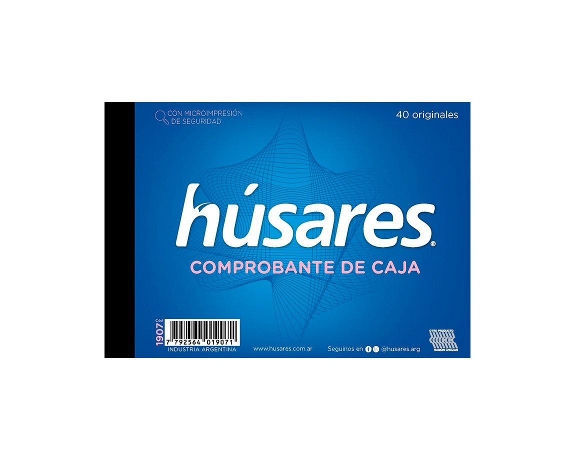 TALONARIO HUSARES 1907 COMPROBANTE DE CAJA
