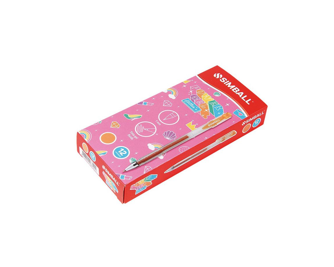 BOLIGRAFO SIMBALL POWER GEL GLITTER x 12 U BRONCE