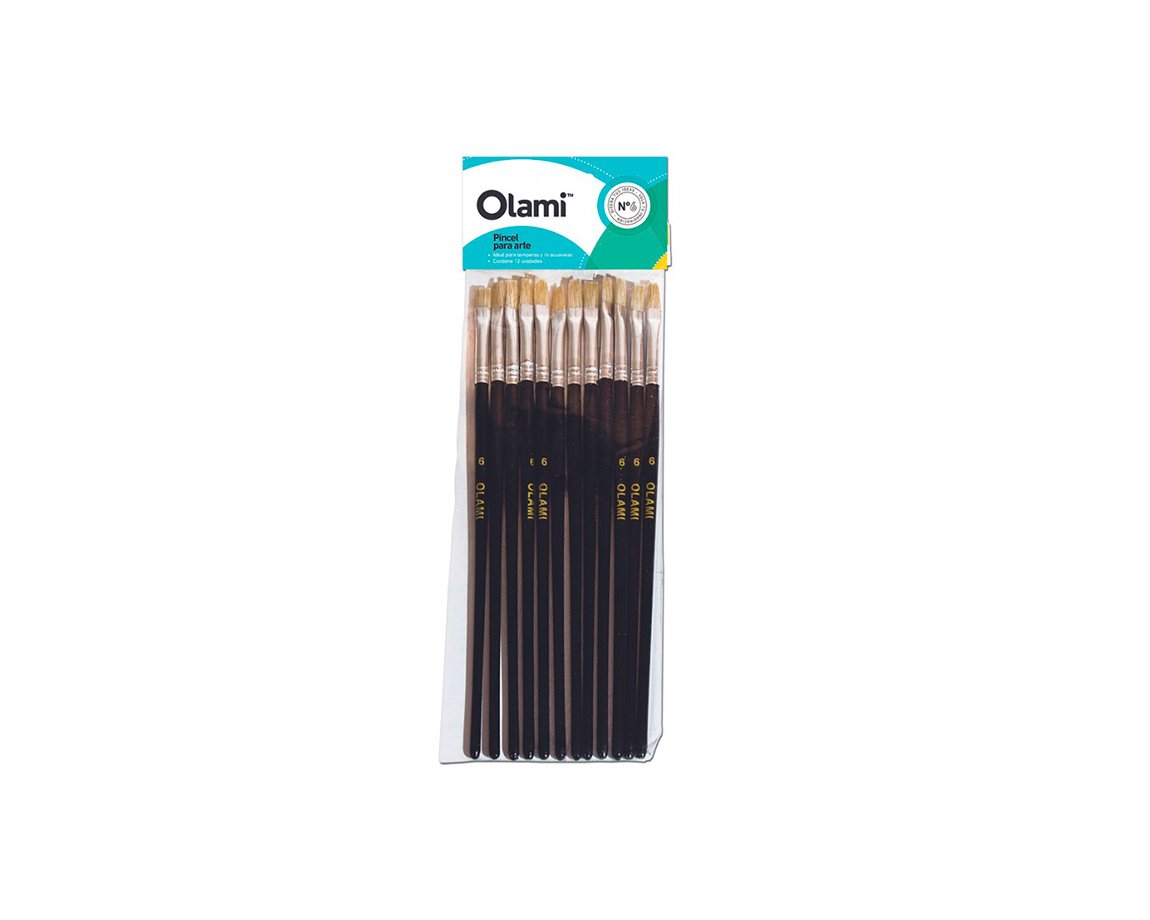 PINCEL OLAMI 577 Nro    6 x 12 U. PELO DE CERDA