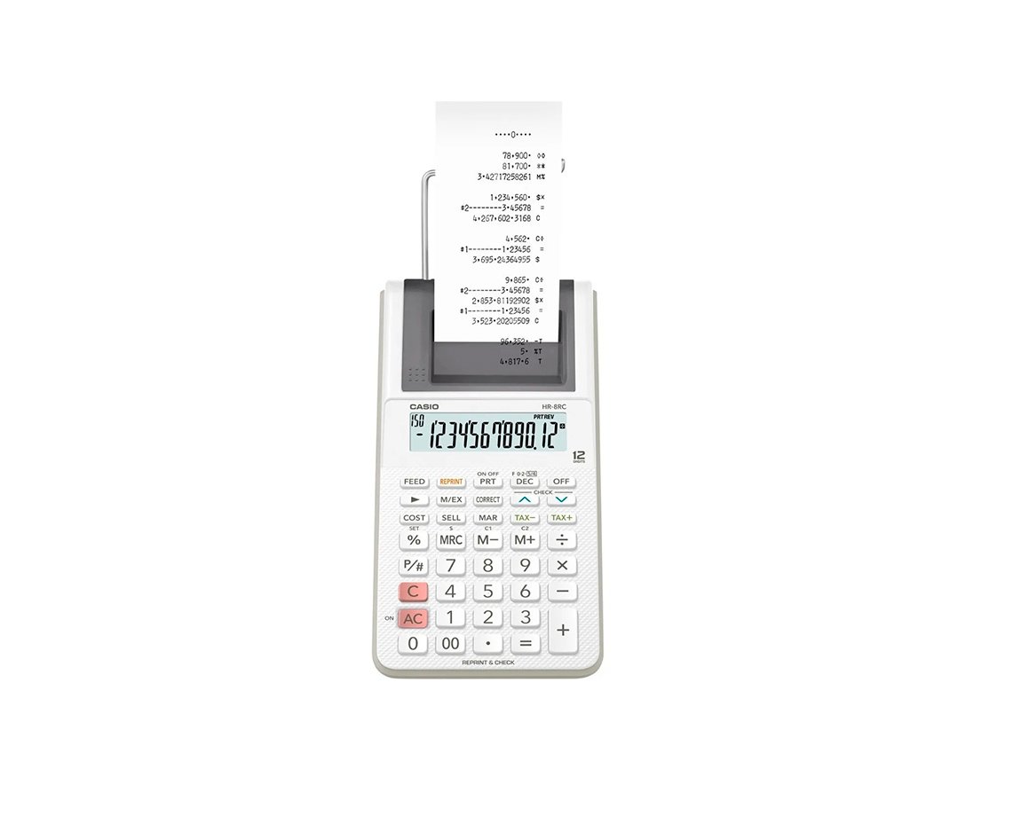 CALCULADORAS CASIO HR-8RC MINI IMPRESORA BLANCA