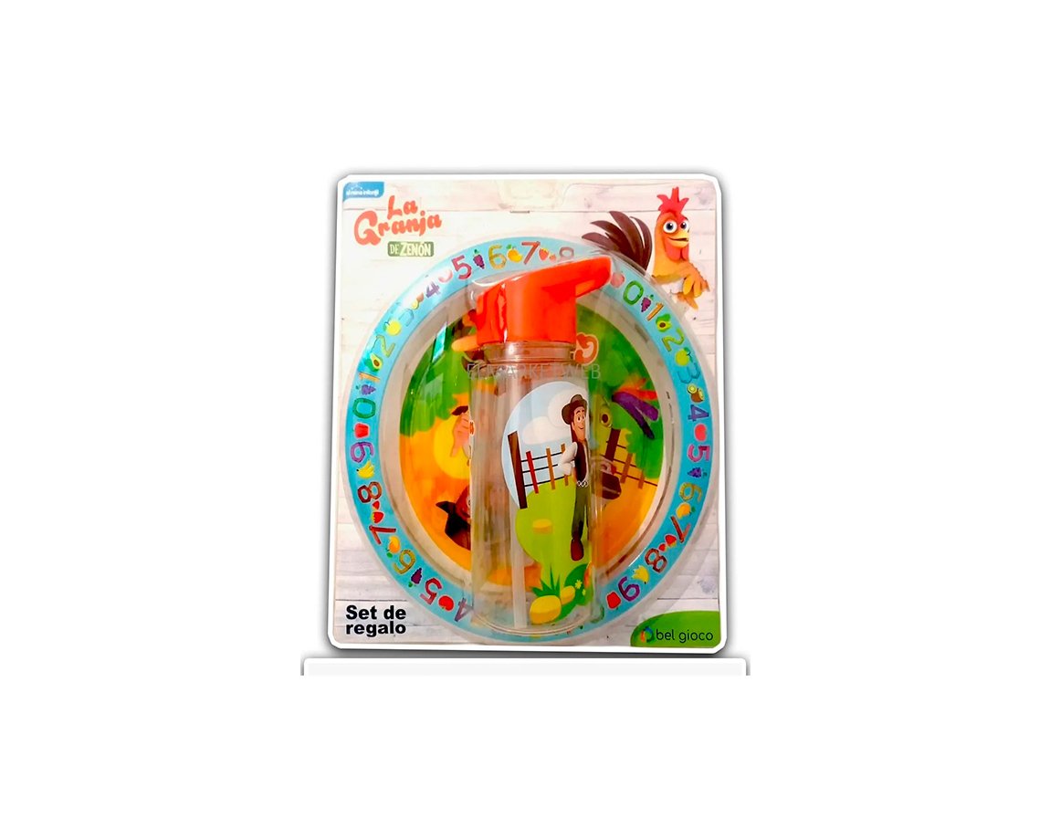 PLATO + BOTELLA STRAW TOP BEL GIOCO GRANJA DE ZENON