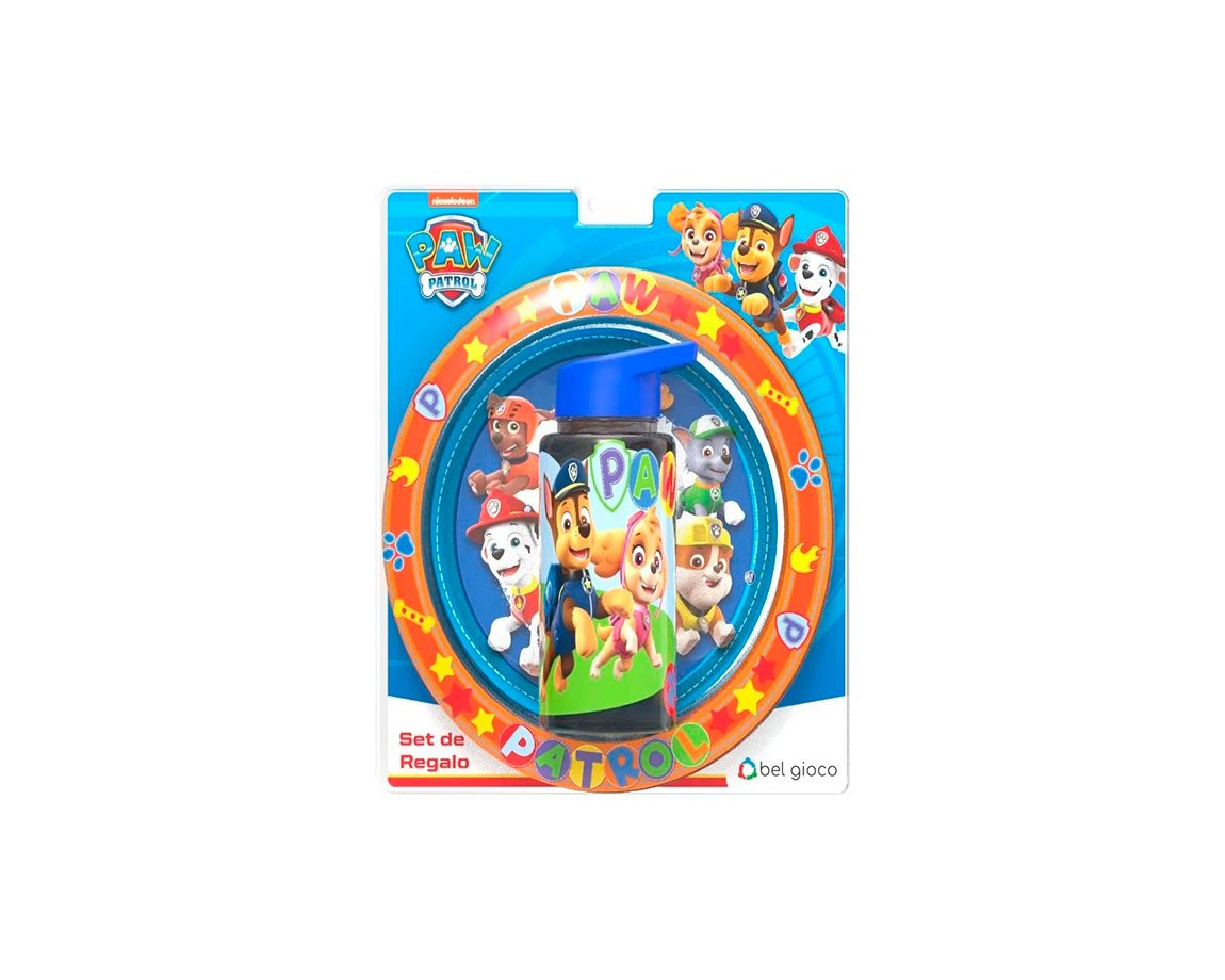 PLATO + BOTELLA STRAW TOP BEL GIOCO PAW PATROL