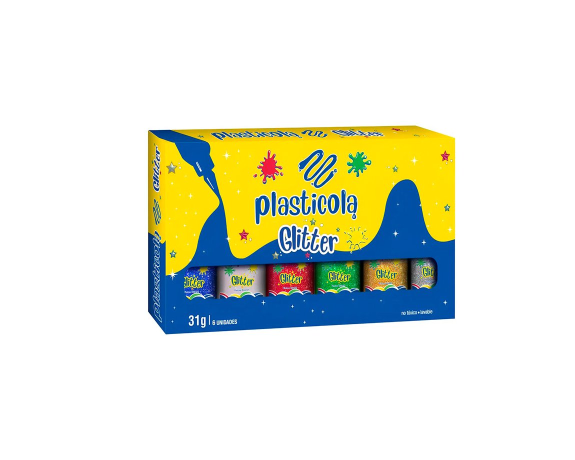 BRILLITO PLASTICOLA 31 GRS x 6 COL. SURTIDO 2 -