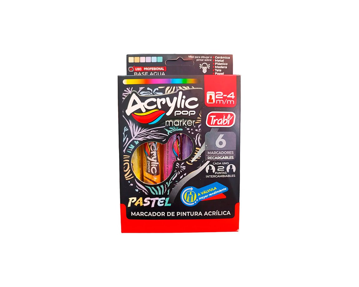 MARCADOR TRABI ACRYLIC POP x 6 UNID.
