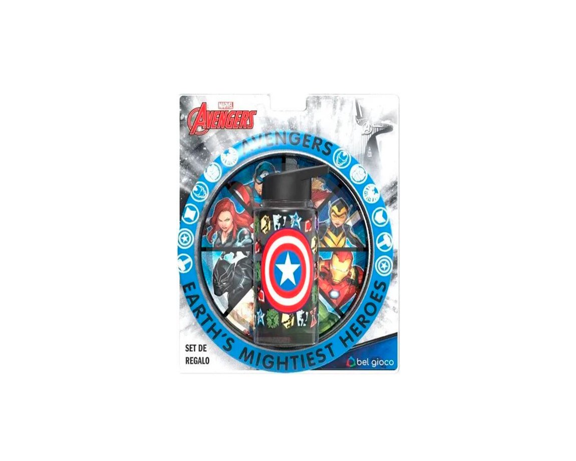 PLATO + BOTELLA FLIP TOP BEL GIOCO AVENGERS