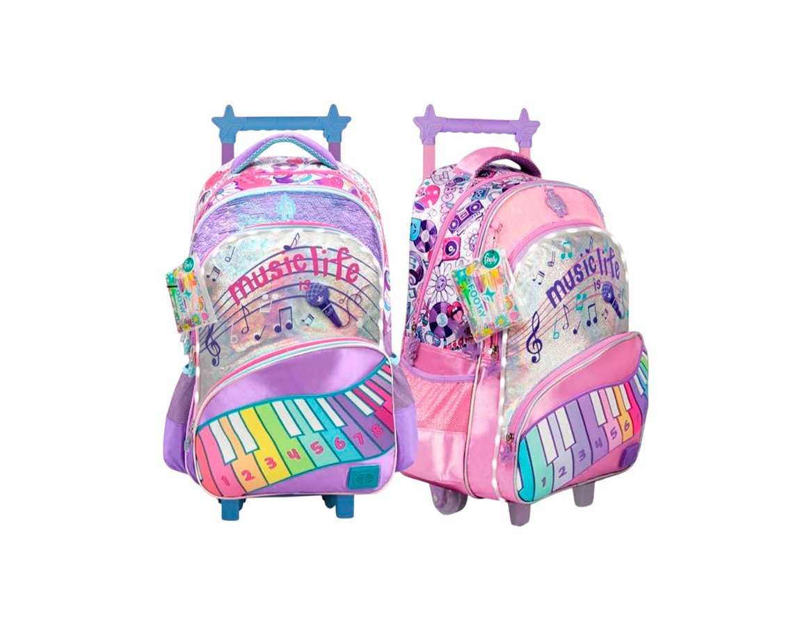 MOCHILAS FOOTY F26411 CARRO C/LUZ Y MUSICA 18" MUSIC LIFE