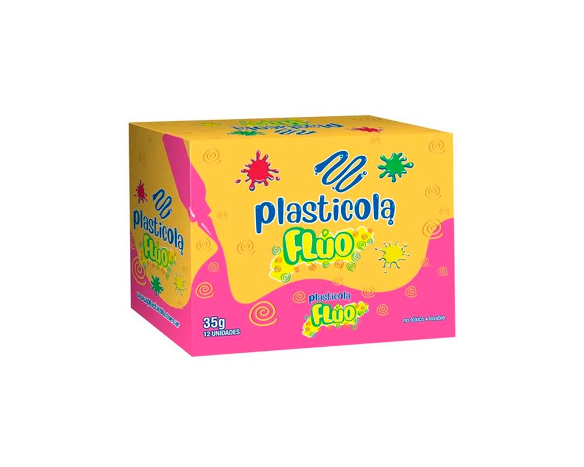 COLAS VINILICAS PLASTICOLA x35 G.FLUO SURTIDO x 12 unid.