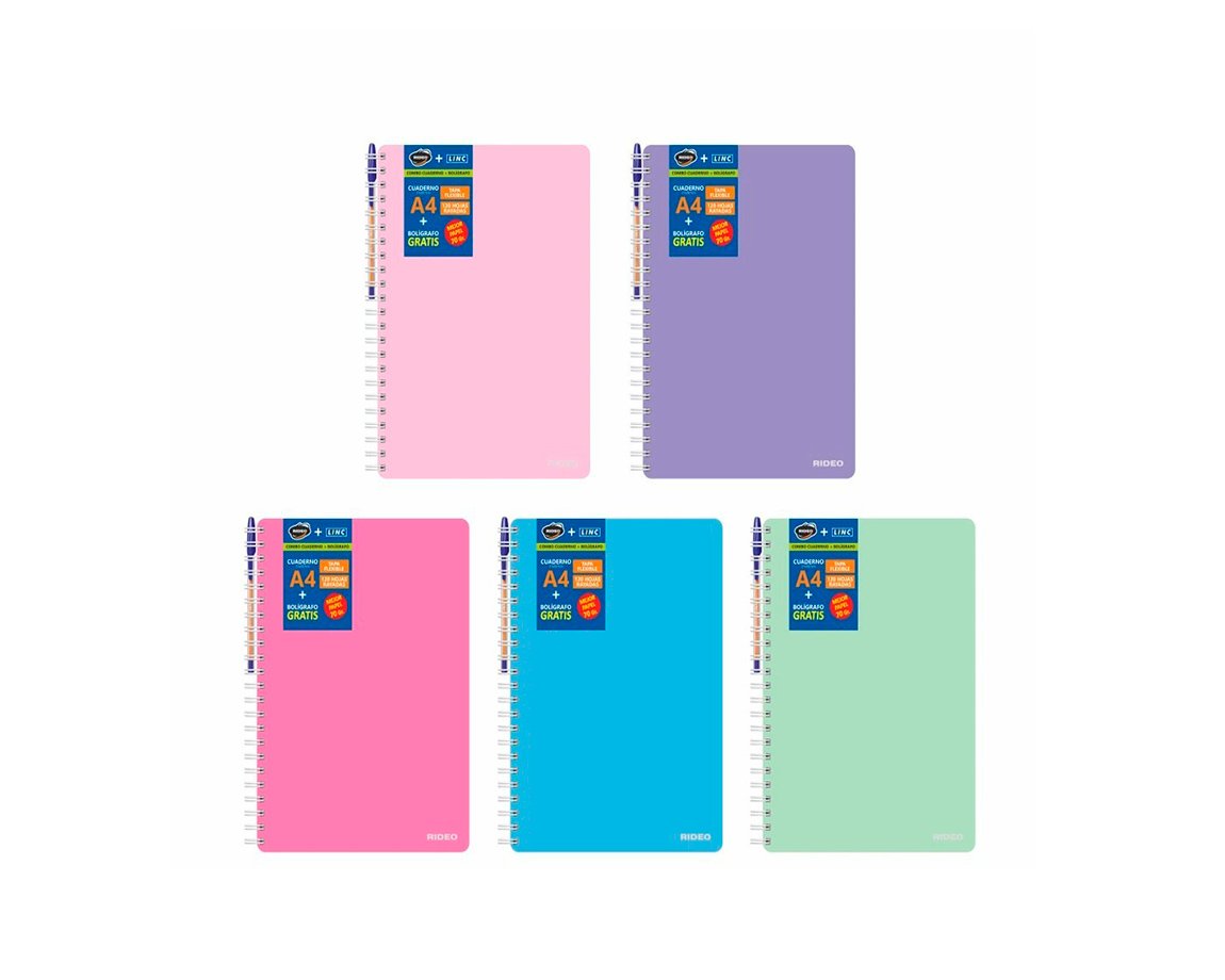 CUADERNO RIDEO 3804 A4 SPRING 120 H = T/F