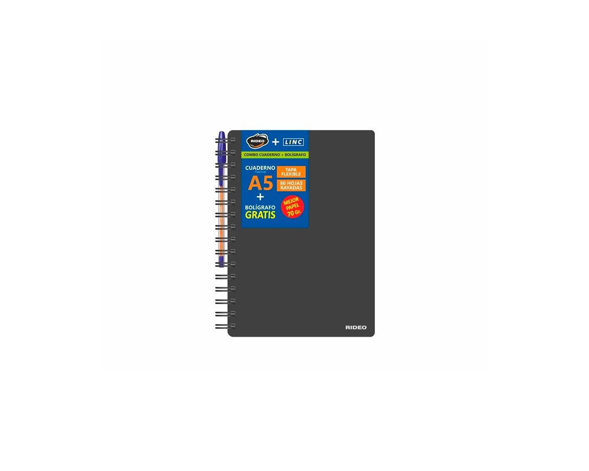 CUADERNO RIDEO 3815 A5 ECOBLACK 120 H = T/F