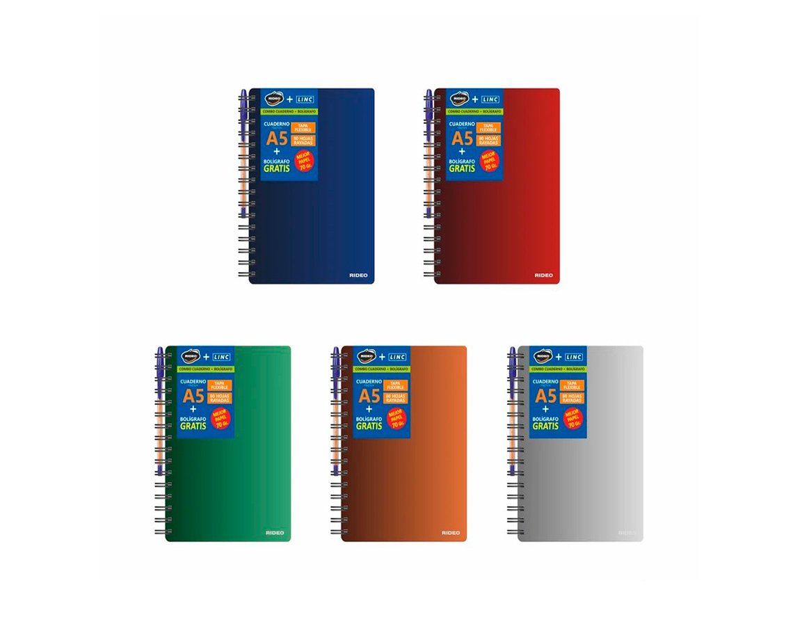 CUADERNO RIDEO 3785 A5 METAL 120 H = T/F