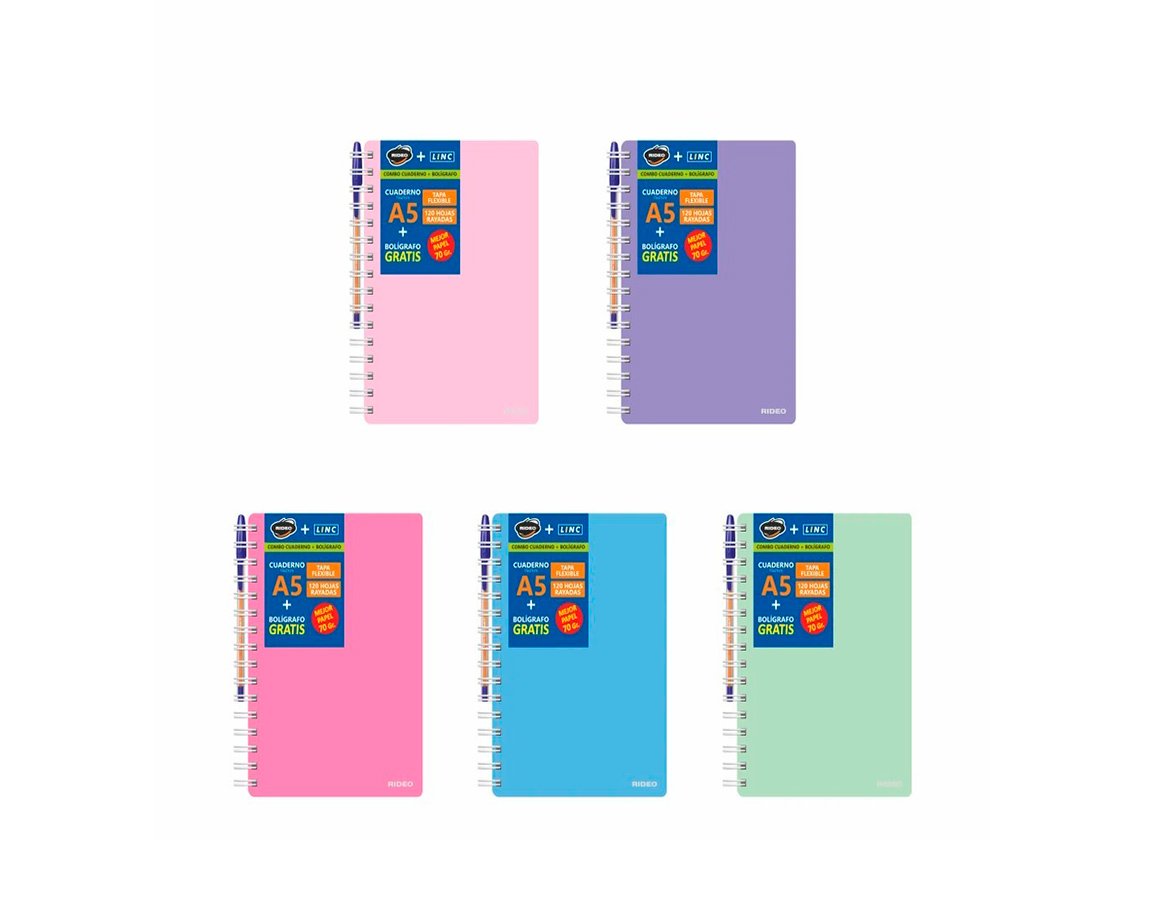 CUADERNO RIDEO 3805 A5 SPRING 120 H = T/F