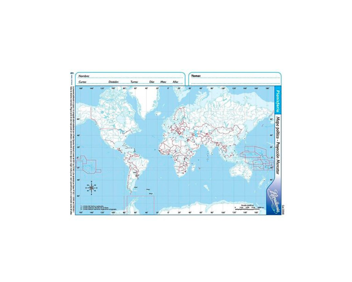 MAPAS RIVADAVIA CARTA BLOCK PLANISFERIO POL