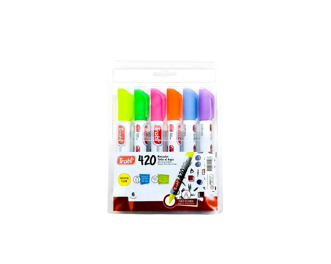 MARCADOR TRABI 420 FLUO X 6 UNID.