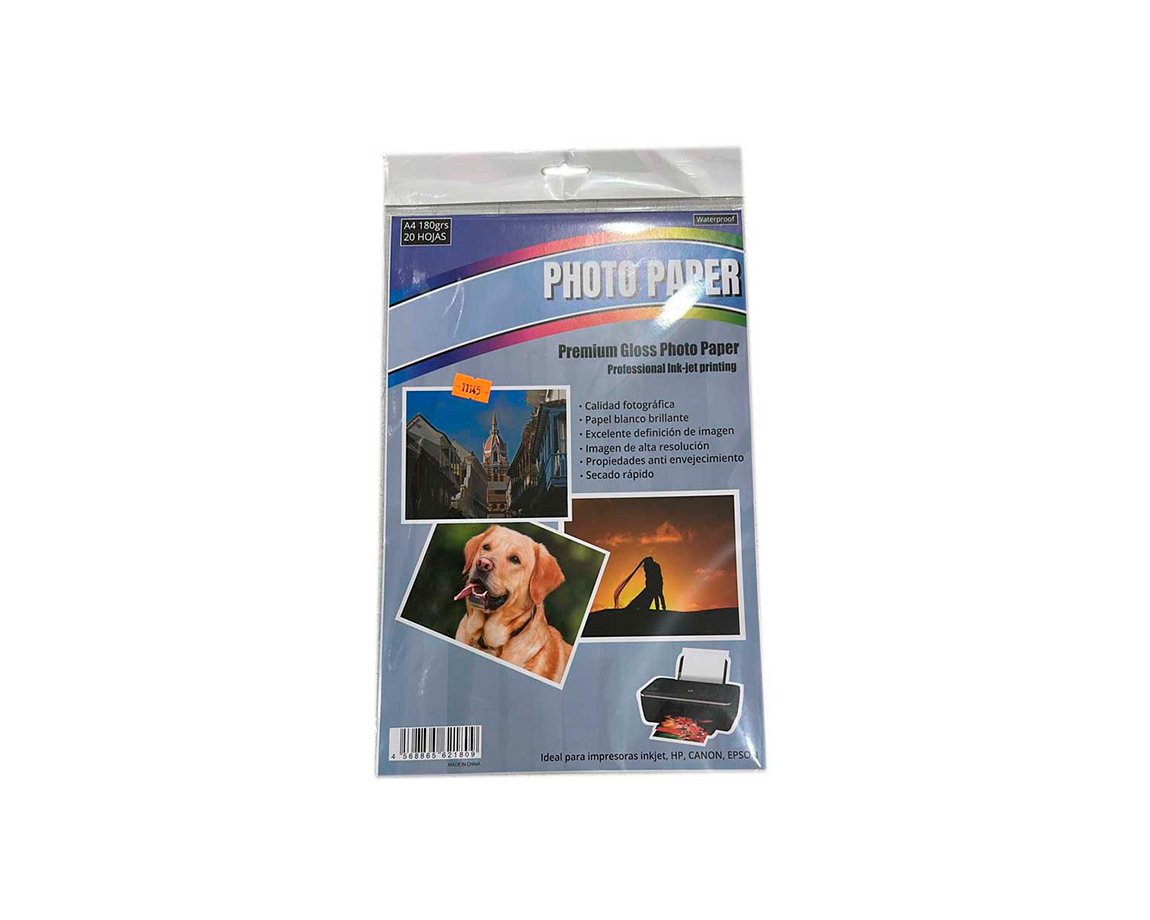 PAPEL ESPECIAL GLOSSY A4 180 GRS 20H INK-JET 16513