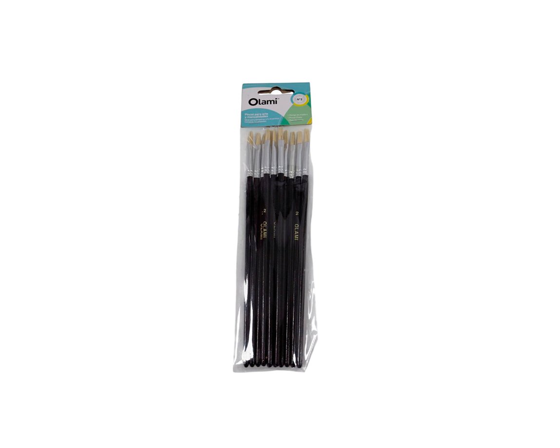 PINCEL OLAMI 577 Nro   2 x 12 U. PELO DE CERDA