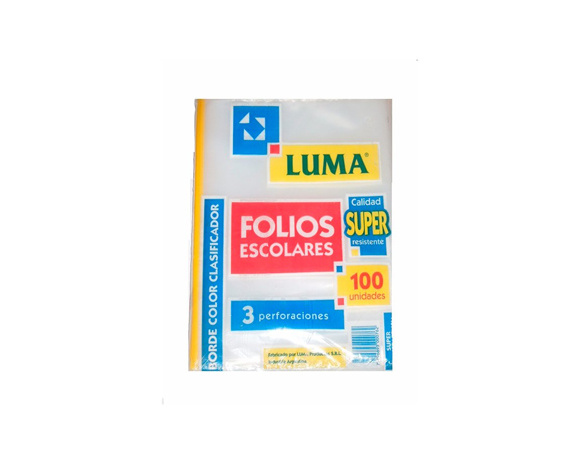 FOLIOS LUMA PESADO A4 x100 U. BORDE COLOR AMARILLO