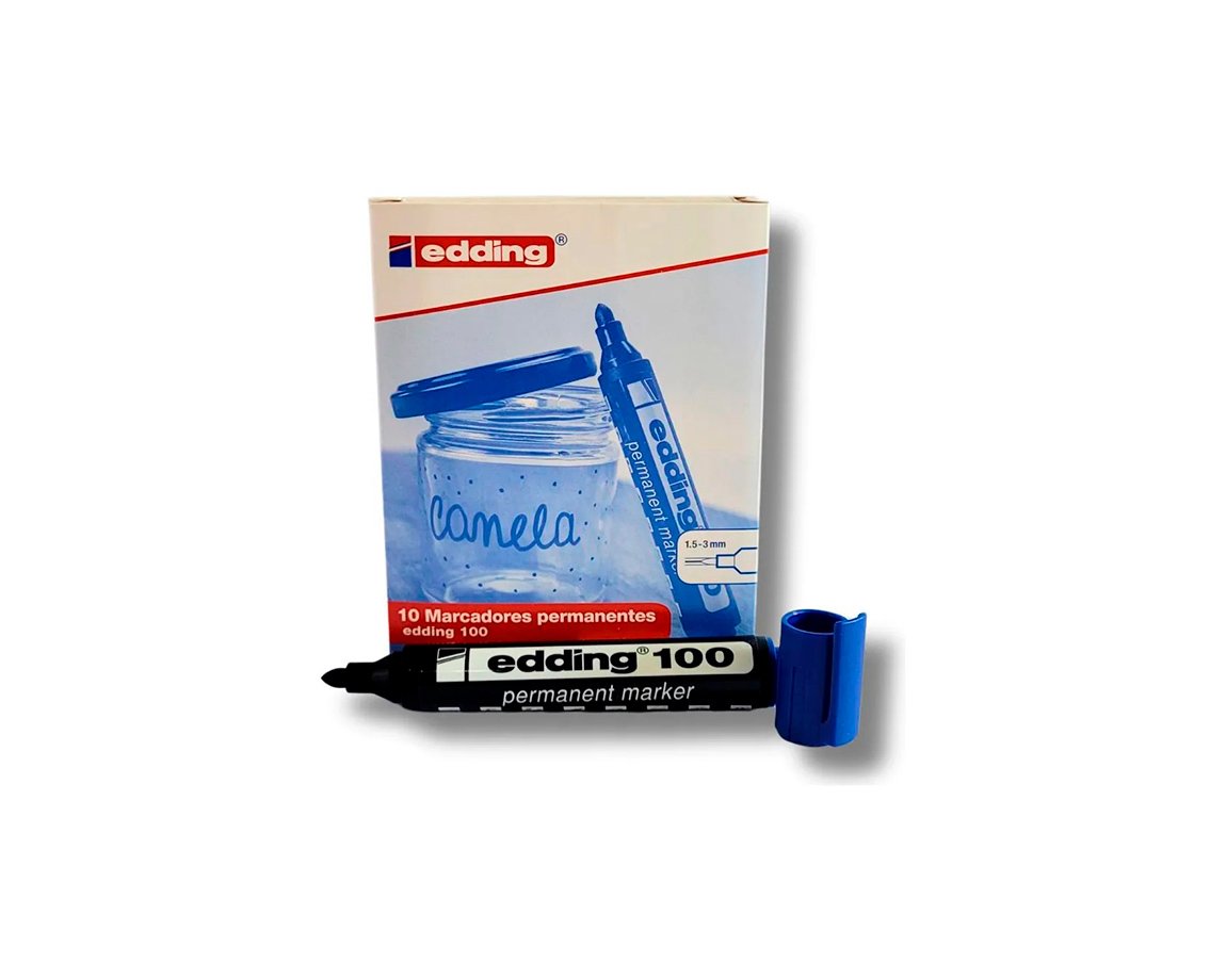 MARCADOR EDDING E-100 PERMAN. AZUL P/RED