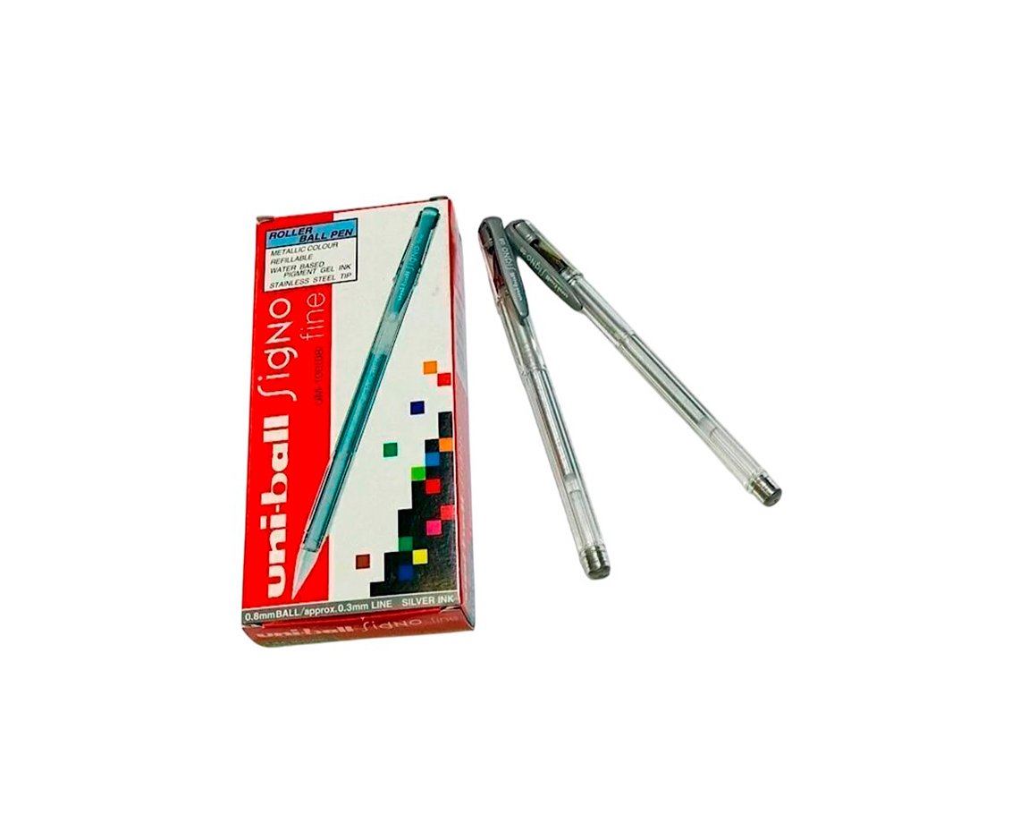 BOLIGRAFO UNI UM-100 SIGNO 0.7 METAL PLATA