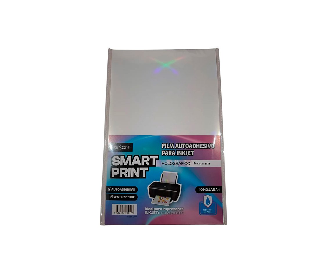 PAPEL REXON SMART PRINT HOLOGRAFICO TRANSP GLASS A4 10H INK-JET 789132 (16541)
